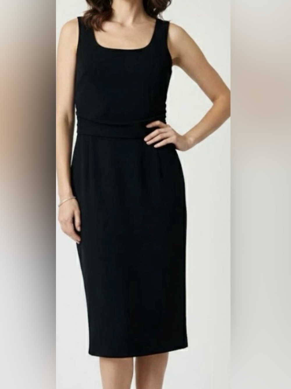David Warren Petites Black Sleeveless Sheath Ruching at the Waist   Size 10